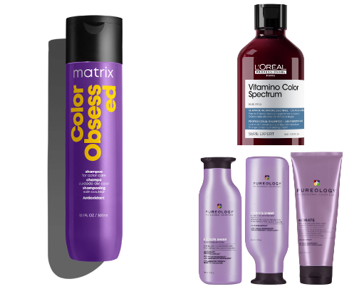 Products for those who have dyed hair cover photo collage