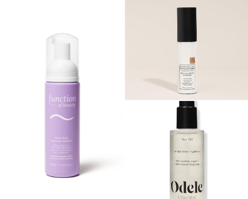 Hair care essentials for frizzy hair cover photo collage