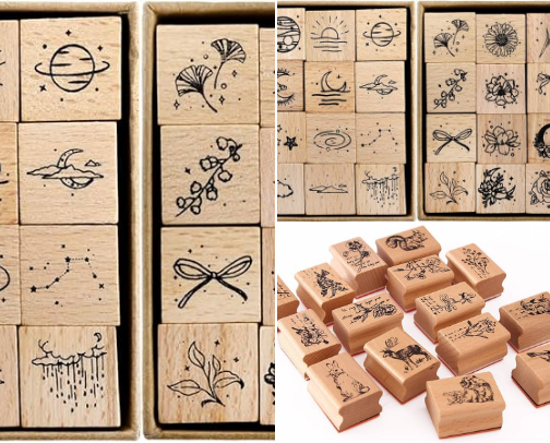 Free PDF - Hacaroa 32 Pieces Wooden Rubber Stamp Set, Moon Star Botanical Decorative Wood Stamps for Journal, Diary, Scrapbook, Planner, Letter, DIY Craft, Card Making creative stamp picks cover photo collage