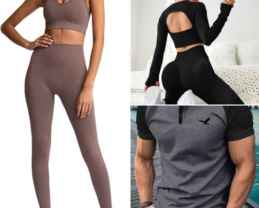 Gym attires two piece cover photo collage