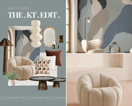 Modern Organic Lounge | Lounge with sculputral details cover photo collage