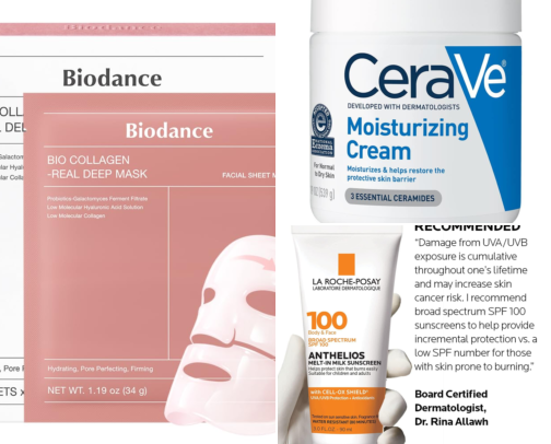 Everyday skincare items for normal to dry skin cover photo collage