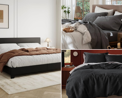 Moody alternative bedroom finds that feel warm instead of cold cover photo collage