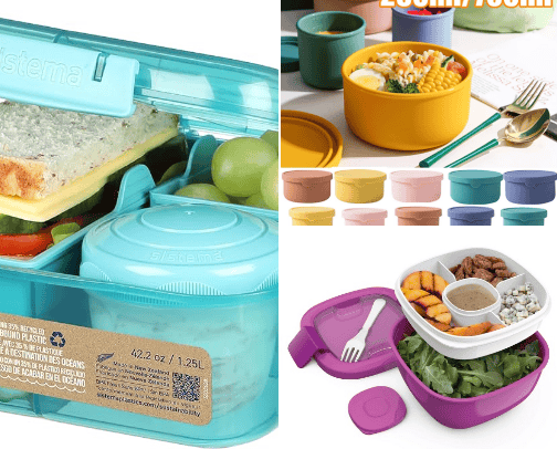 Lunch boxes, utensils and bags (kids) cover photo collage