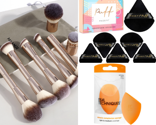 Makeup accessories cover photo collage