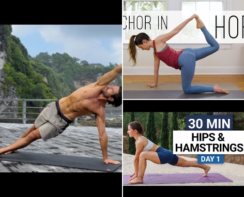 Free 30(ish) day yoga challenges cover photo collage
