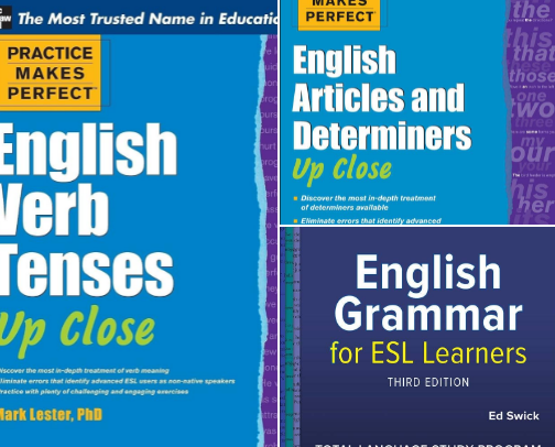 Free PDF - Practice Makes Perfect English Verb Tenses Up Close (Practice Makes Perfect Series) companion cover photo collage