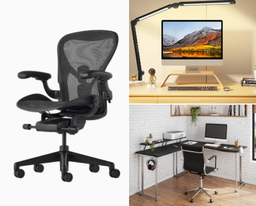 The furnitures and decors I used to decorate my home office cover photo collage