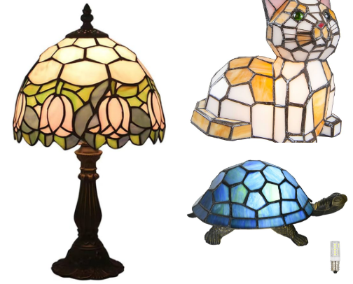 TIFFANY STYLE VINTAGE LAMPS cover photo collage