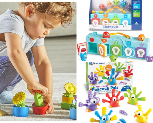 Kids learning toys cover photo collage