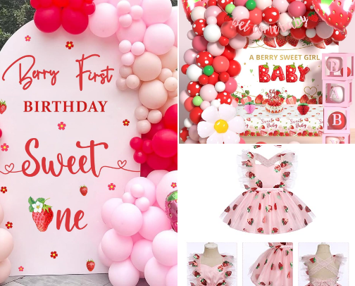 Berry First Birthday cover photo collage