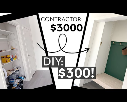 DIY Tiny Closet to Mudroom Makeover Materials cover photo collage