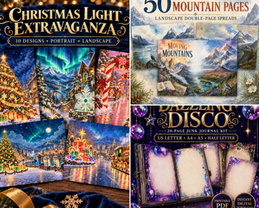 Christmas + Holiday Junk Journal Kits cover photo collage