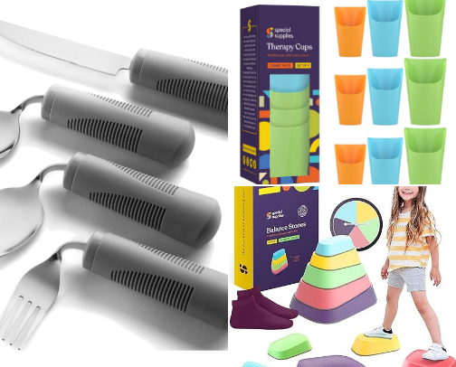 Sensory & Adaptive Tools for Kids Comfort, Calm & Confidence cover photo collage