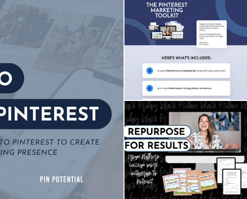Pinterest Marketing Education + Resources cover photo collage