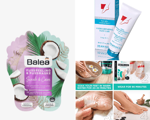 Products for dry feet cover photo collage