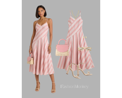 OOTD #931 WOMEN'S FASHION PINK AND WHITE STRIPED SUNDRESS BY TUCKERNUCK cover photo collage