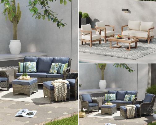 The Ultimate Wayfair Outdoor Furniture, Patio Seating & Deck Living Guide (Wayfair Patio Sectionals, Fire Pits & Lounge Chairs Edition) cover photo collage