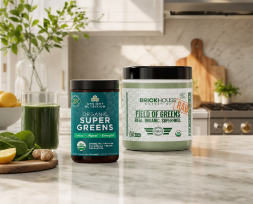 For Everyone Who Doesn't Eat Nearly Enough Vegetables (So… All of Us) — Super Greens Powders & Superfood Blends on Amazon cover photo collage