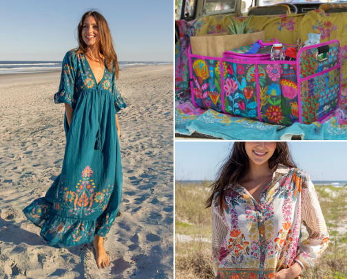 Natural Life clothing, gifts and decor with colorful fun boho vibes cover photo collage