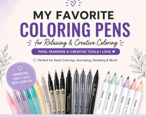 My Favorite Coloring Pens, Markers & Fineliners cover photo collage