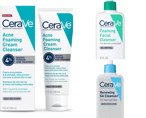 Cerave dermatologist approved facial cleansers 🤍 cover photo collage