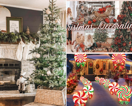 Xmas trees n decorations cover photo collage