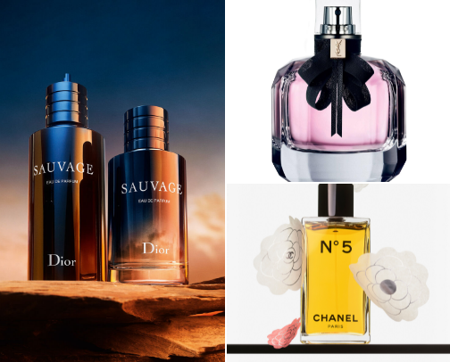 Fragrance products cover photo collage