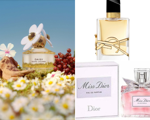 popular perfumes for women cover photo collage