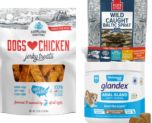 Pet supplies, treats and must haves cover photo collage