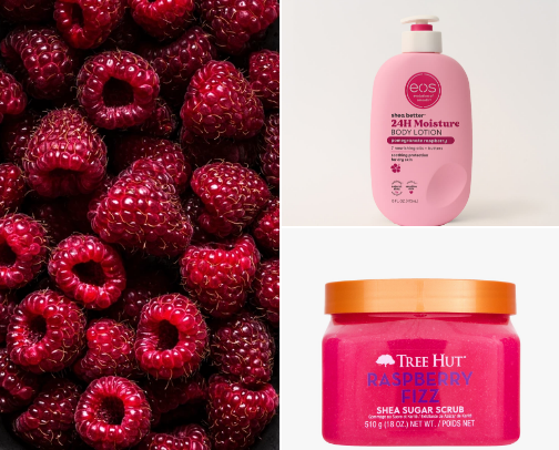 Raspberry Rush shower routine 🚿⚡️ cover photo collage