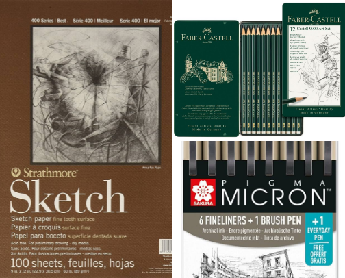 Must have art supplies for beginners starting with sketching cover photo collage