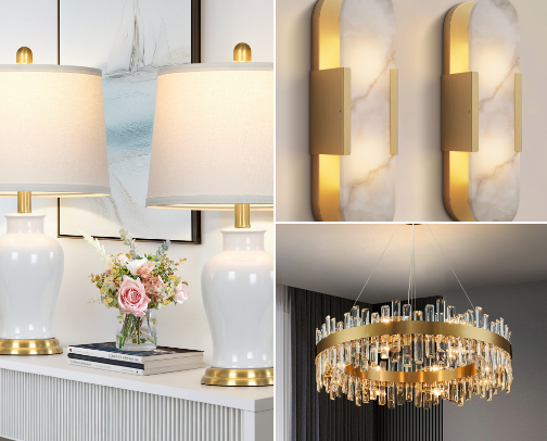 Luxury Statement Lamps. cover photo collage