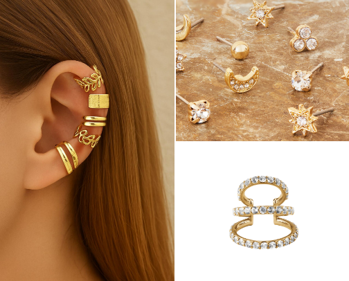Minimalist magic: Chic small earrings! cover photo collage