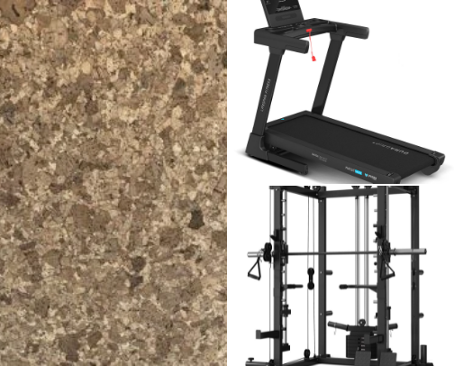 OUR HOME GYM / CORK FLOORING (low tox alternative to rubber mats!) cover photo collage
