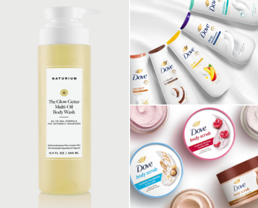 Body care items cover photo collage