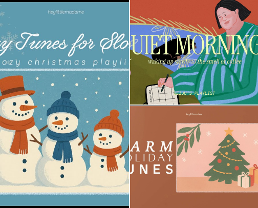 Feel good holiday tunes, for every time of year✨ cover photo collage