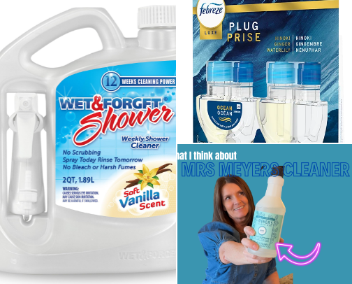 Cleaning products & cleaning tools cover photo collage