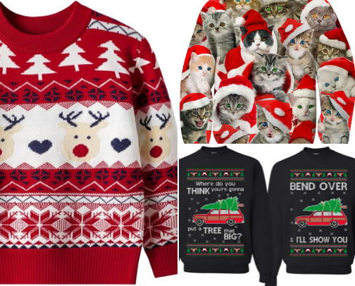 Get your knit on! Ugly Sweaters and fun holiday fashion! cover photo collage