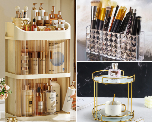 Makeup organizers cover photo collage