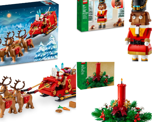 christmas themed legos sets cover photo collage