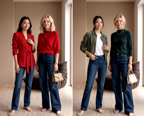 Various tops for Dark Blue Jeans cover photo collage