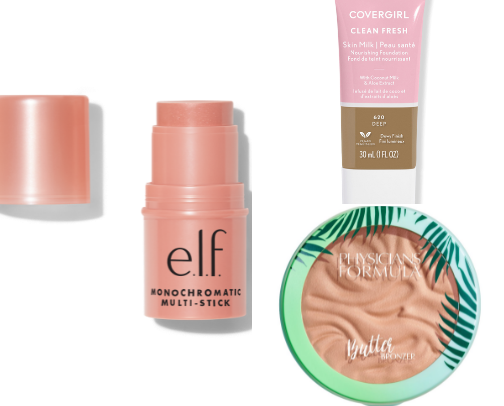 affordable 5 minute make up essentials you need for a glowy summer look curated  by a busy mom of 3 🌞💄 cover photo collage
