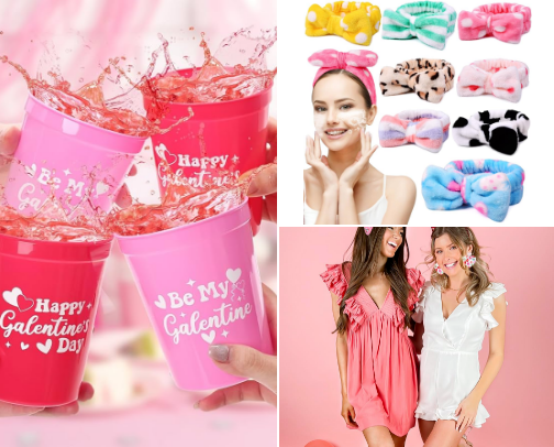 Galentines Day party must have and gifts cover photo collage