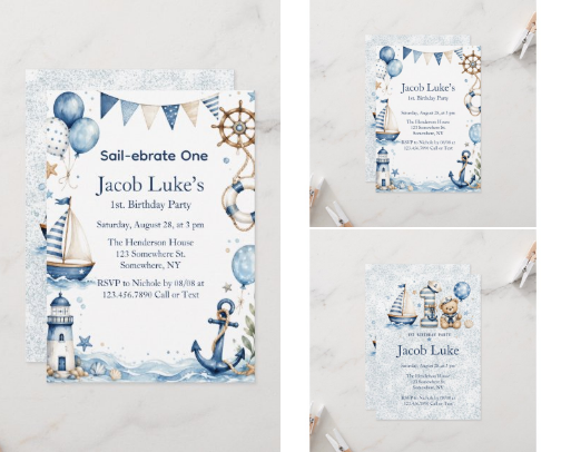 Sail-ebrate Nautical One Boy’s Birthday Party cover photo collage
