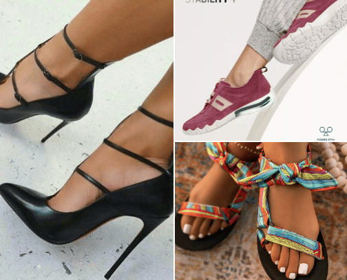 Woman shoes cover photo collage