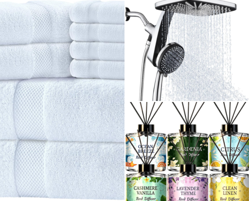 What I Actually Use for a Serene Bathroom cover photo collage