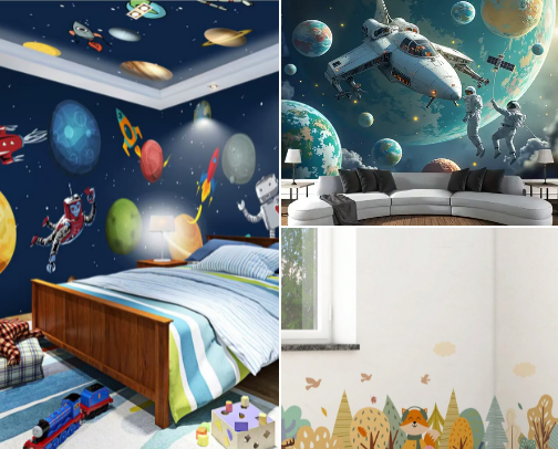 Wallpaper for children's room 🦁🐯🐒🦋🐝 cover photo collage