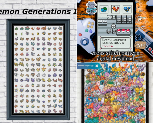 Pokemon Cross-stitch Patterns cover photo collage