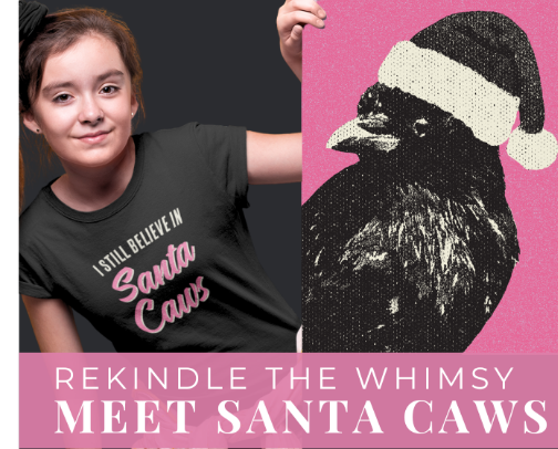 Pink Christmas Crow Santa Caws Retro Collection cover photo collage